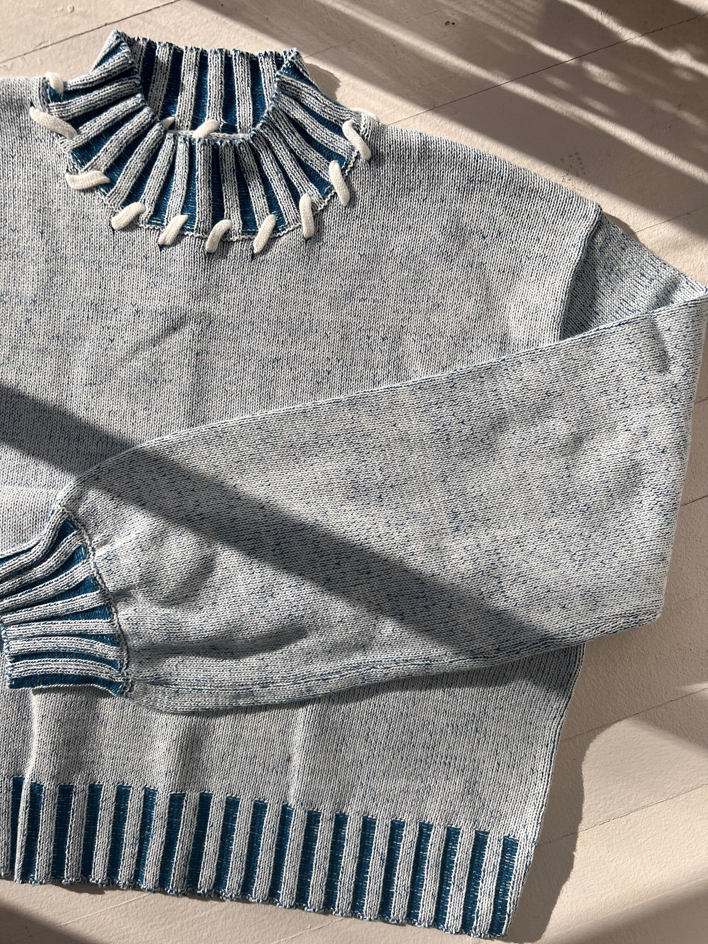 Mock Neck Snow Sweater | Blue