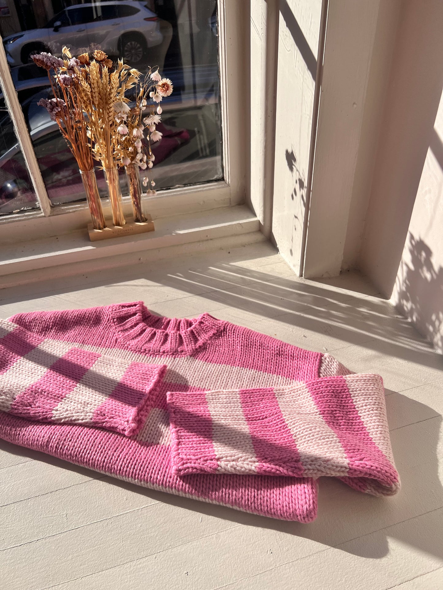 Pink Striped Dreams Sweater