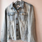 Custom Light Wash Denim Jacket with Quilted Patchwork