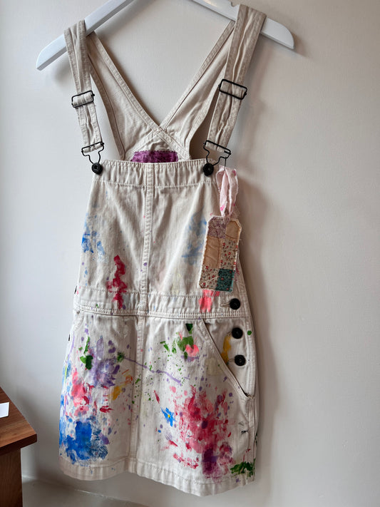 Custom Painted Overalls with Patchwork