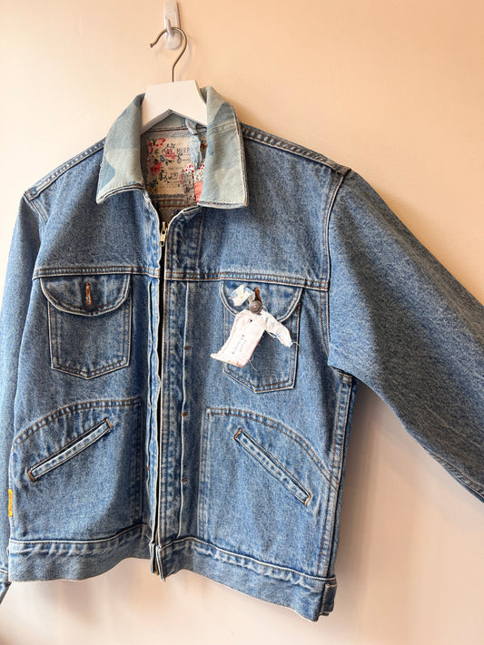 Custom Dark Wash Denim Jacket with Embroidery