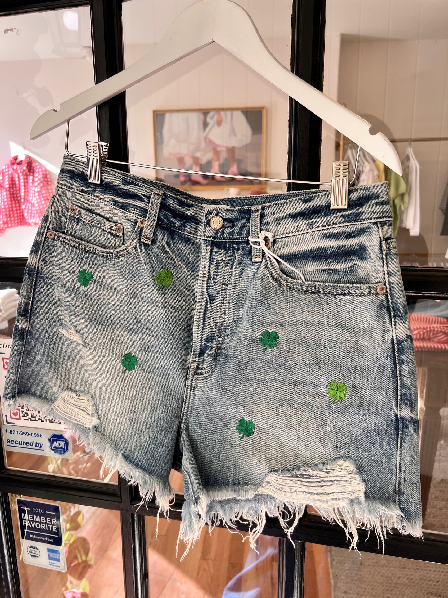 Embroidered Pistola Shorts with Shamrocks