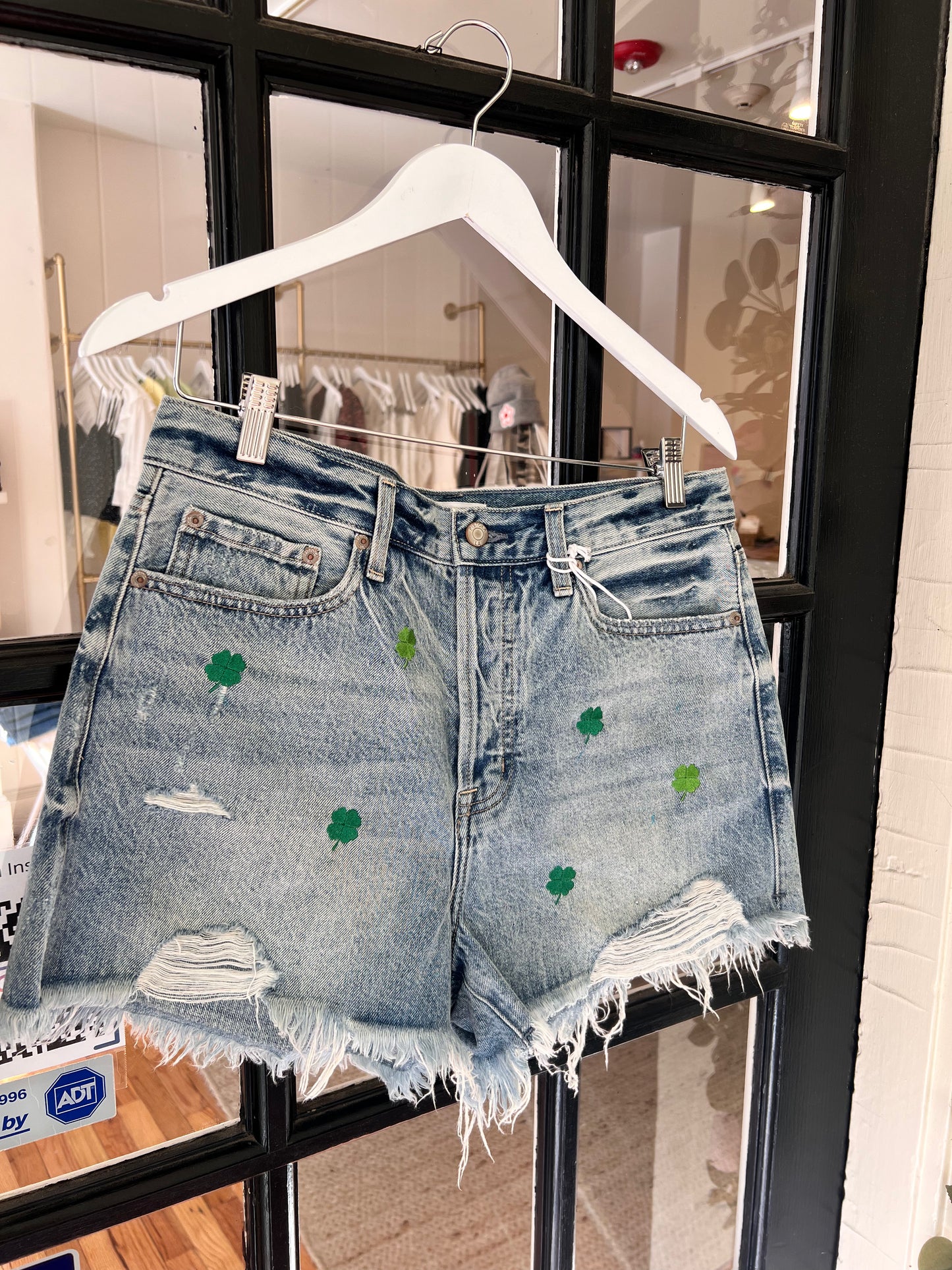 Embroidered Pistola Shorts with Shamrocks