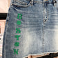 "Boston" Embroidered Denim Skirt