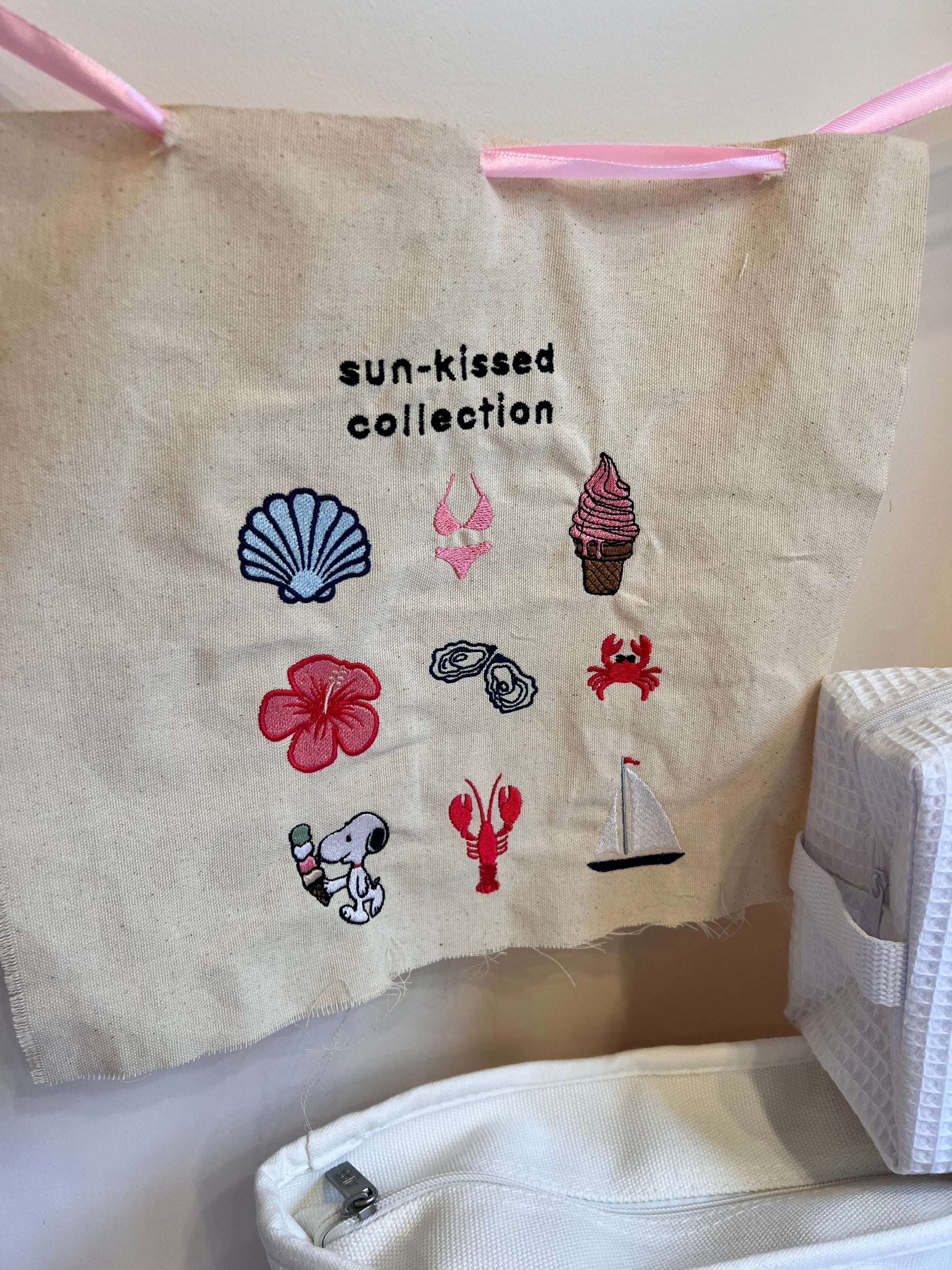 Embroidered Waffle Makeup Pouch