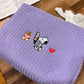 Embroidered Waffle Makeup Pouch