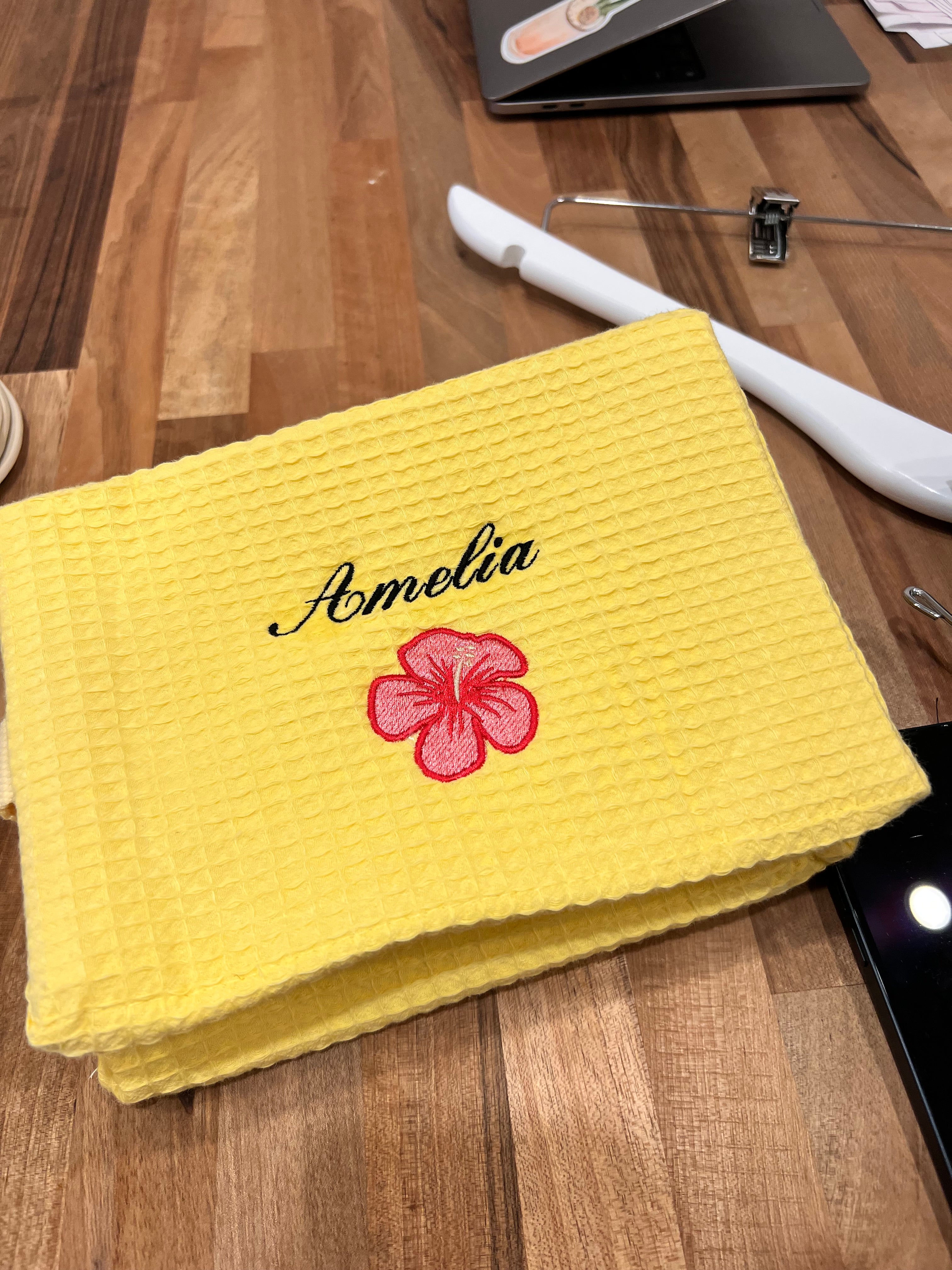 Embroidered Waffle Makeup Pouch