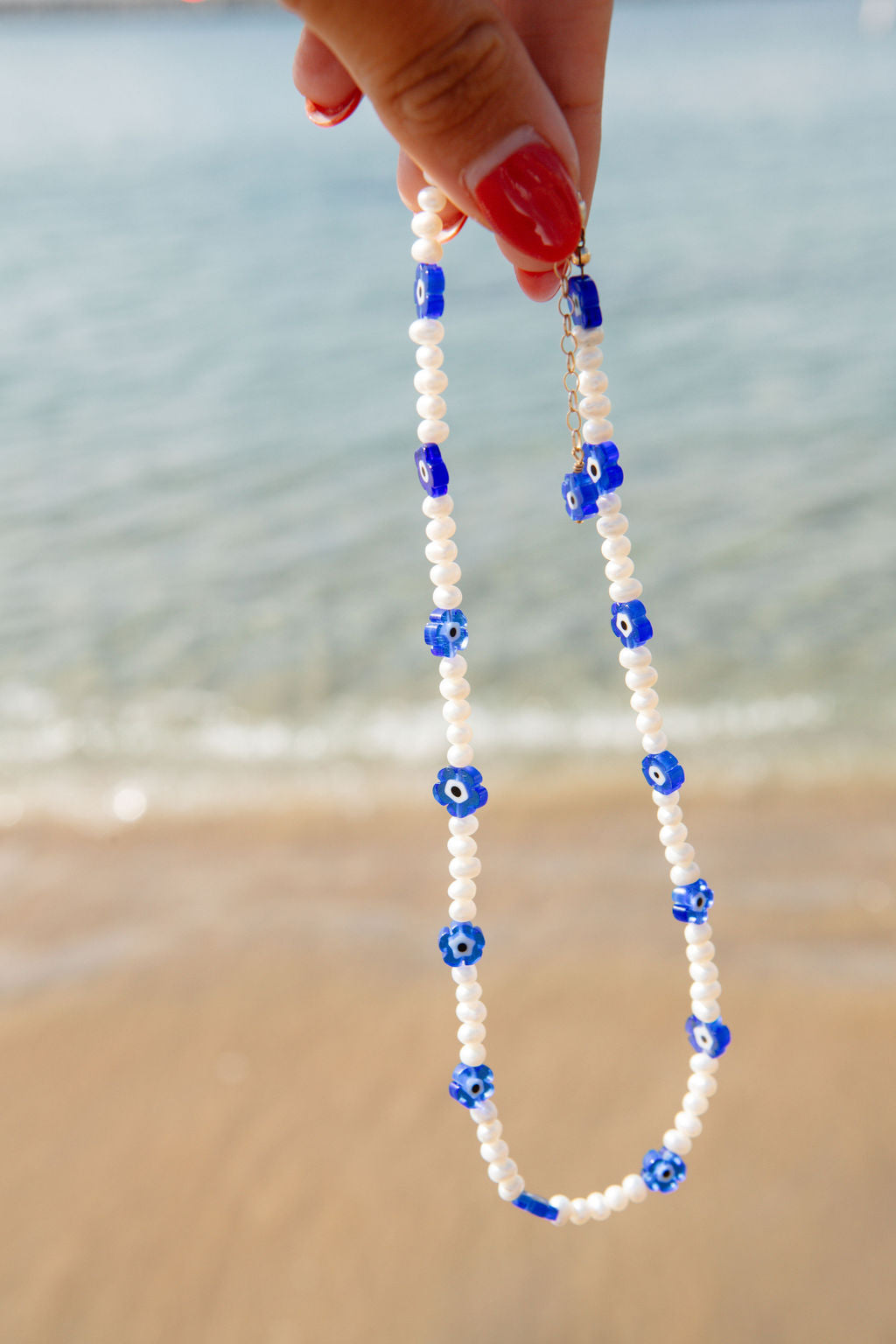 Navy & Daisy Pearl Necklace