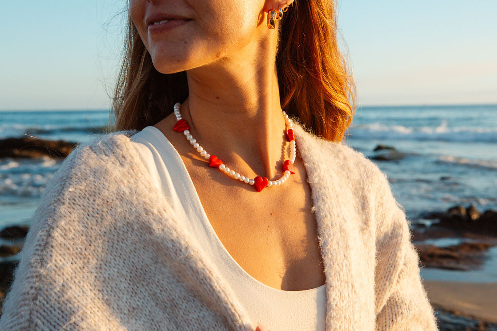 model wearing necklace