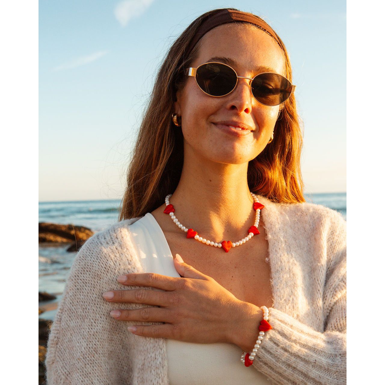 model wearing necklace