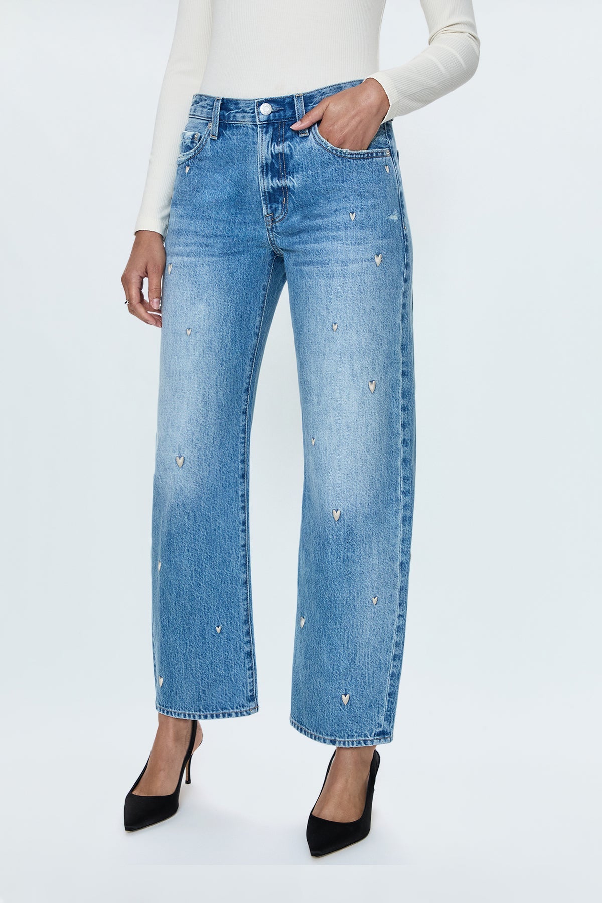 Lexi Mid Rise Bowed Straight Confetti Vintage by Pistola Denim