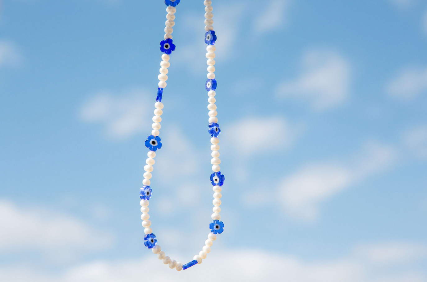 Navy & Daisy Pearl Necklace