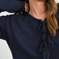 Tie-Front Long Sleeve in Navy