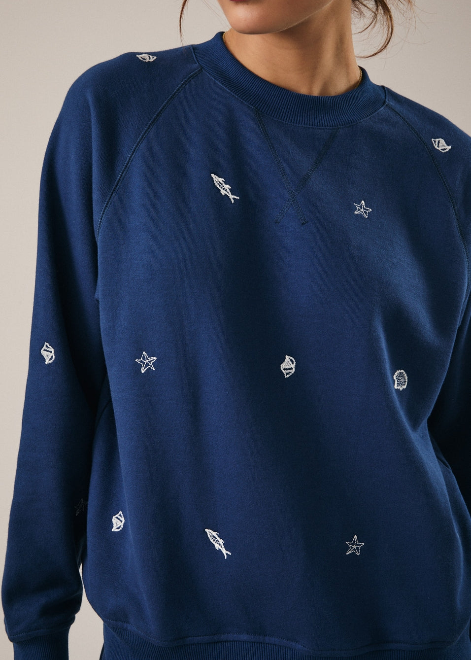 Crew Neck Long Sleeve Marine Pullover