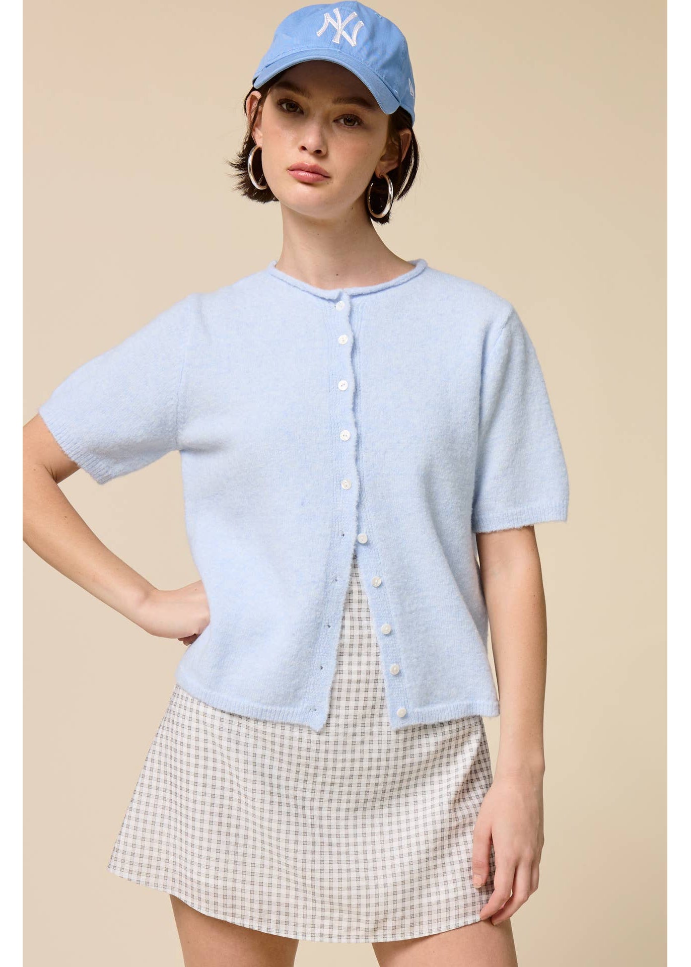 Striped Short Sleeve in Baby Blue