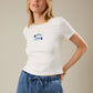 Crew Neck Short Sleeve Fish Beads Rib T-Shirt