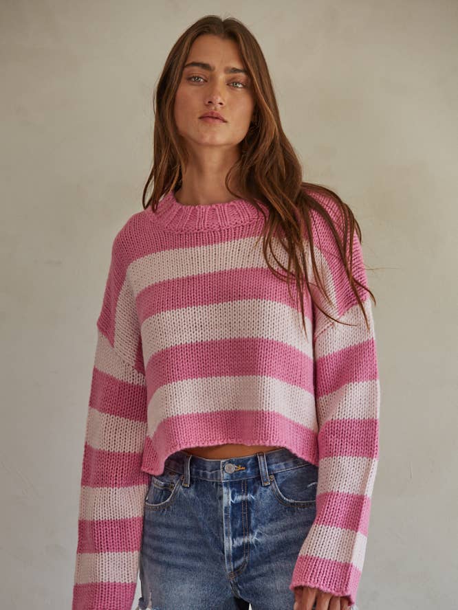 Pink Striped Dreams Sweater