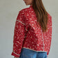 Woven Cotton Quilted + Padded Paisley Print Jacket