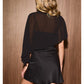 Satin Bias Slip Mini Dress with Sheer Cape
