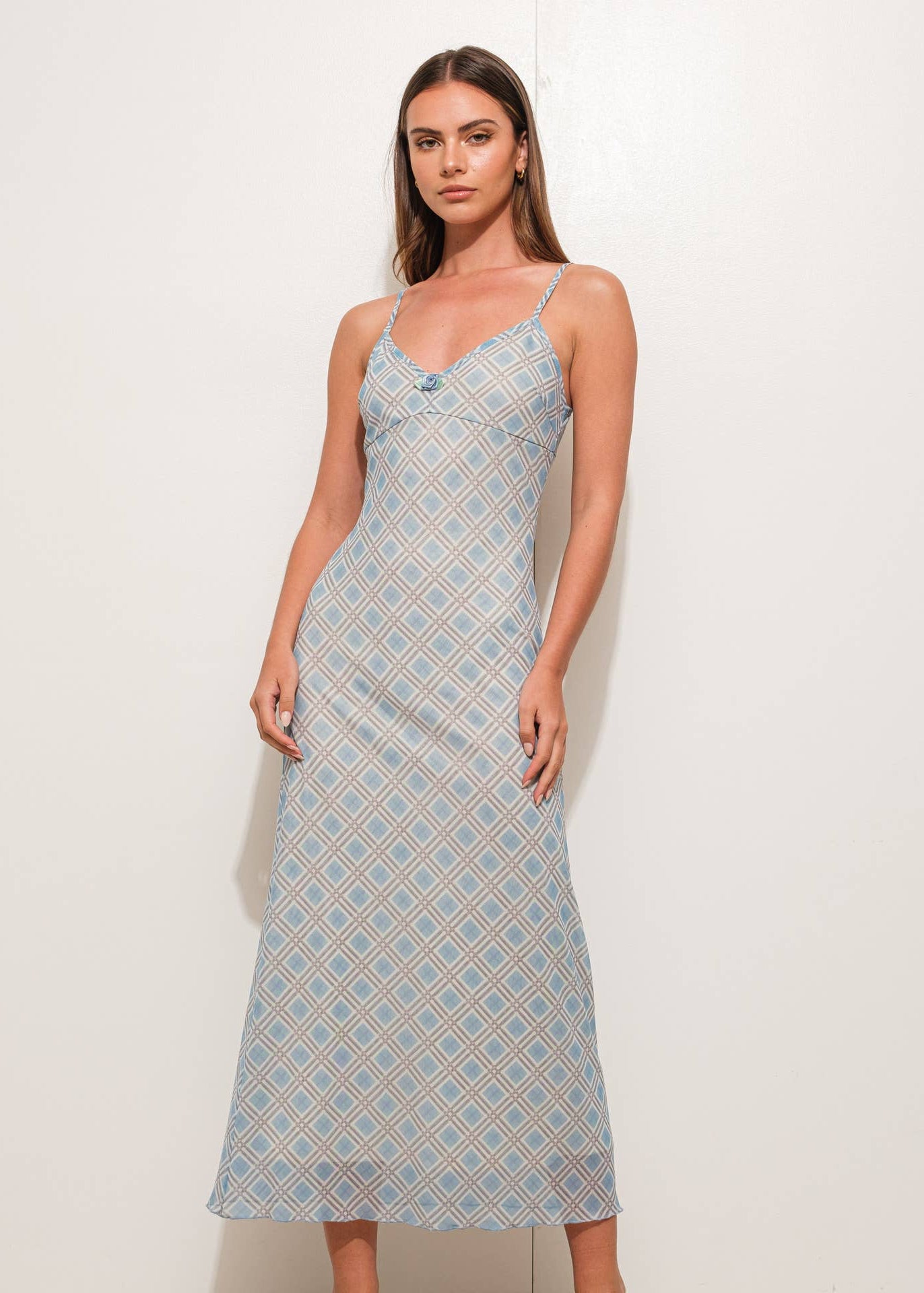 Plaid Print Maxi Slip Dress
