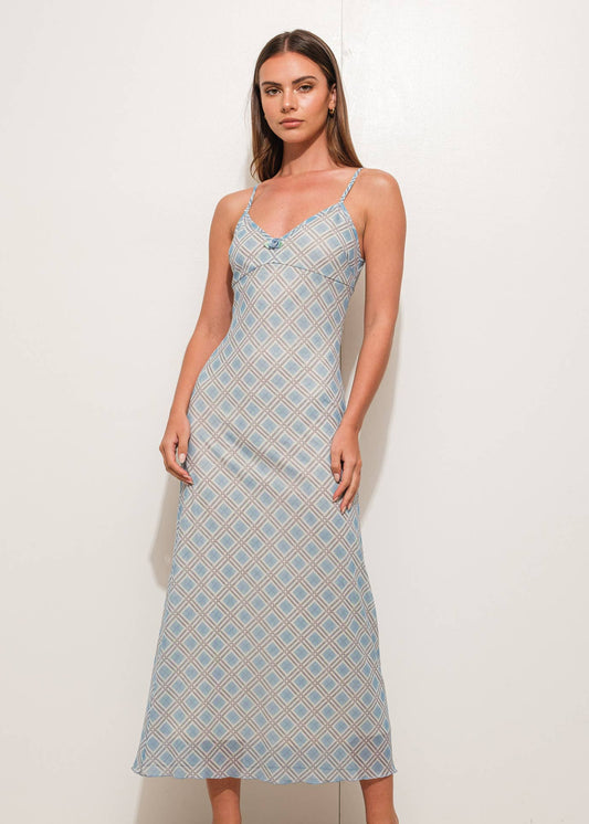 Plaid Print Maxi Slip Dress