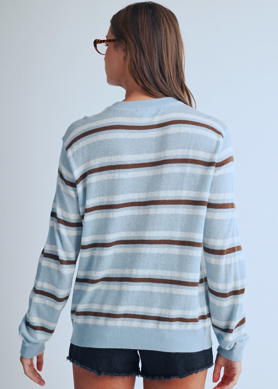 Stripe Crewneck in Light Blue