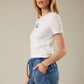 Crew Neck Short Sleeve Fish Beads Rib T-Shirt