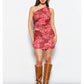 Floral Mesh Top w/ Asymmetric Neck Line