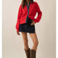 Ribbed Knit and Denim Button Up Cardigan
