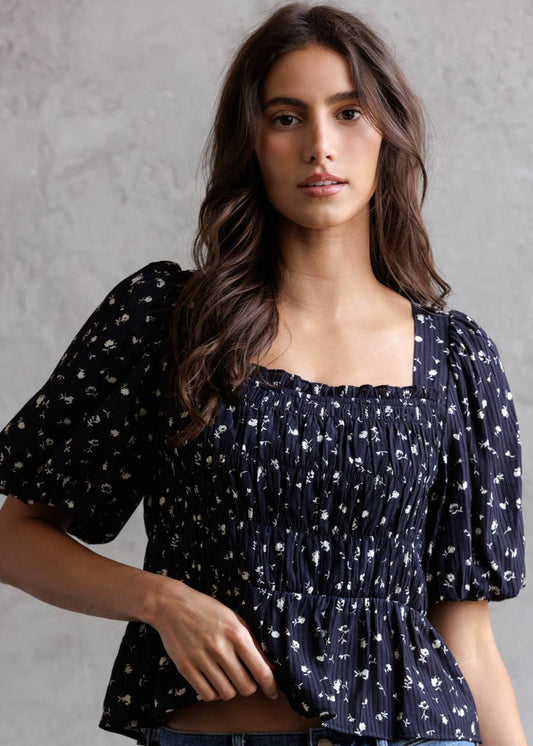 Smocked Peplum Top