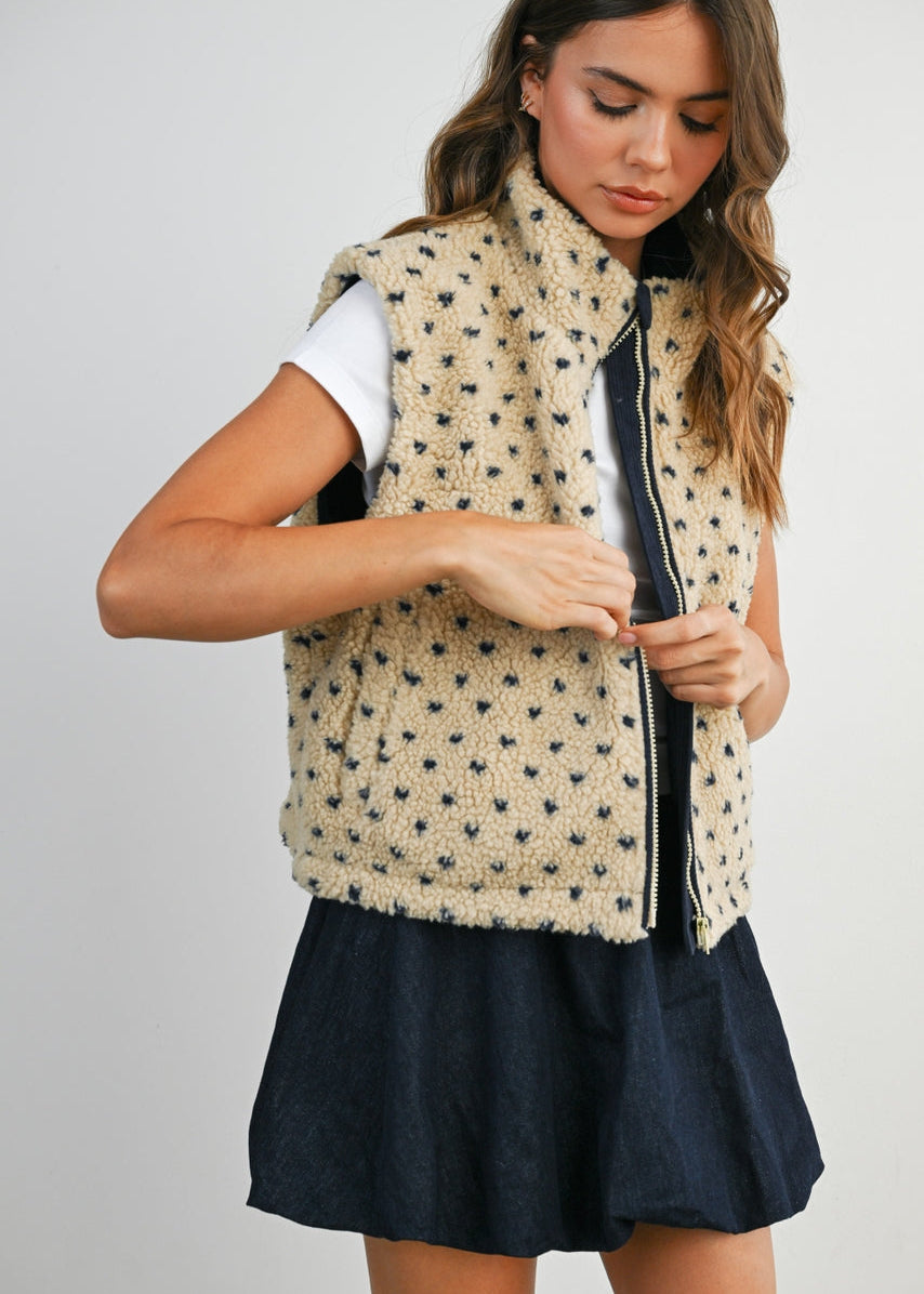 Navy Heart Fleece Vest