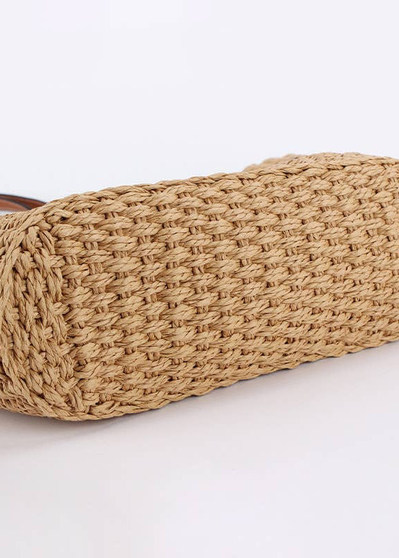 Woven Tote Bag with Leather Straps