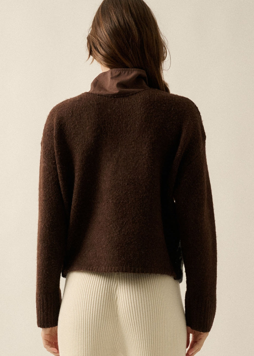 Jacquard-Knit Landscape Quarter-Zip Pullover Sweater Jacket