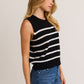 Striped Round Neck Sleeveless Sweater Top