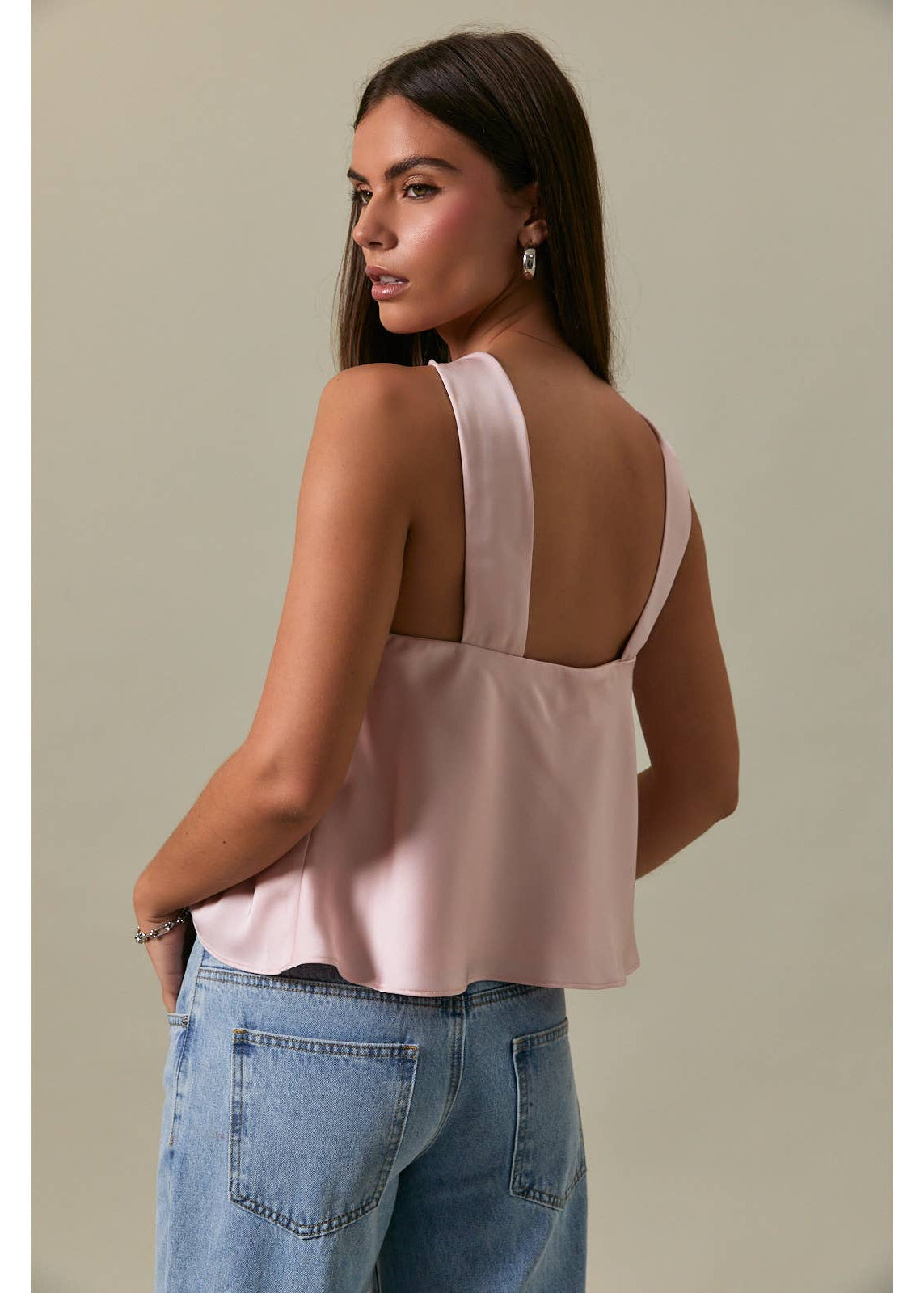 Strapless Scarf Satin Top