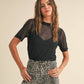 Short Sleeve Mesh Top in Black with Tank Top