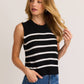 Striped Round Neck Sleeveless Sweater Top
