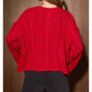 Oversized Cable Knit Crew Neck Drop Shoulder Sweater