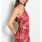 Floral Mesh Top w/ Asymmetric Neck Line