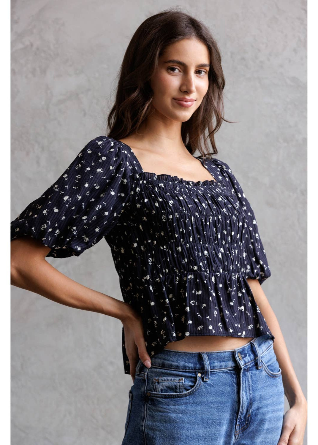 Smocked Peplum Top