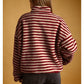 Multi Stripe Sherpa Half Zip Pullover in Red