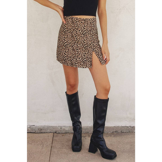 Cheetah Print Mini Slit Skirt