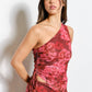 Floral Mesh Top w/ Asymmetric Neck Line