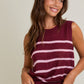 Striped Round Neck Sleeveless Sweater Top