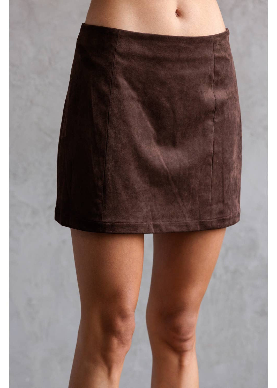 Suede Fitted Skirt in brown