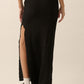 Black Solid Knitted Maxi Skirt