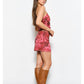 Floral Mesh Top w/ Asymmetric Neck Line