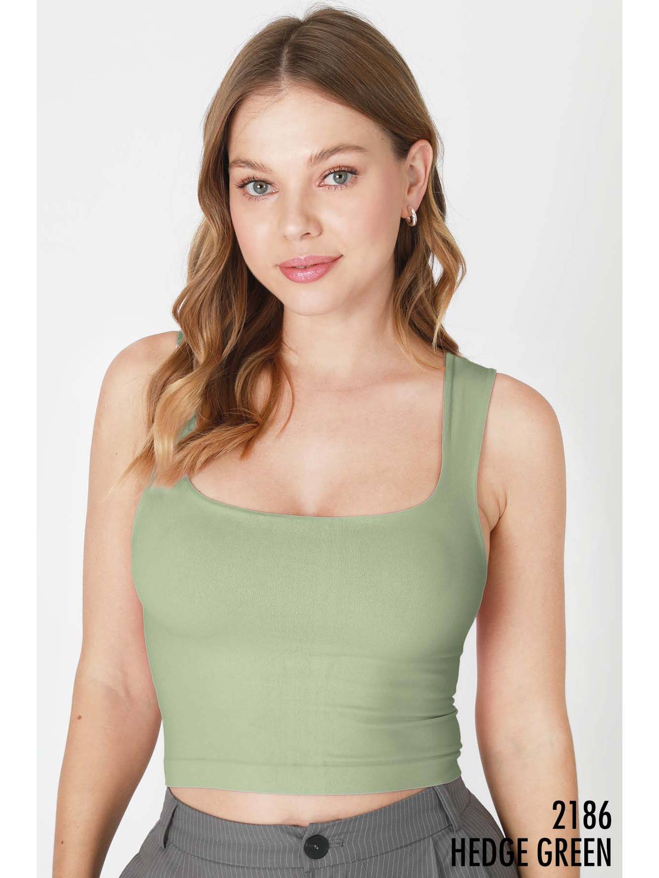 Green Square Neck Top