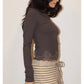 Long Sleeve Lace Hem Top