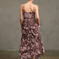Flower Mesh Printed Dress in Mauve